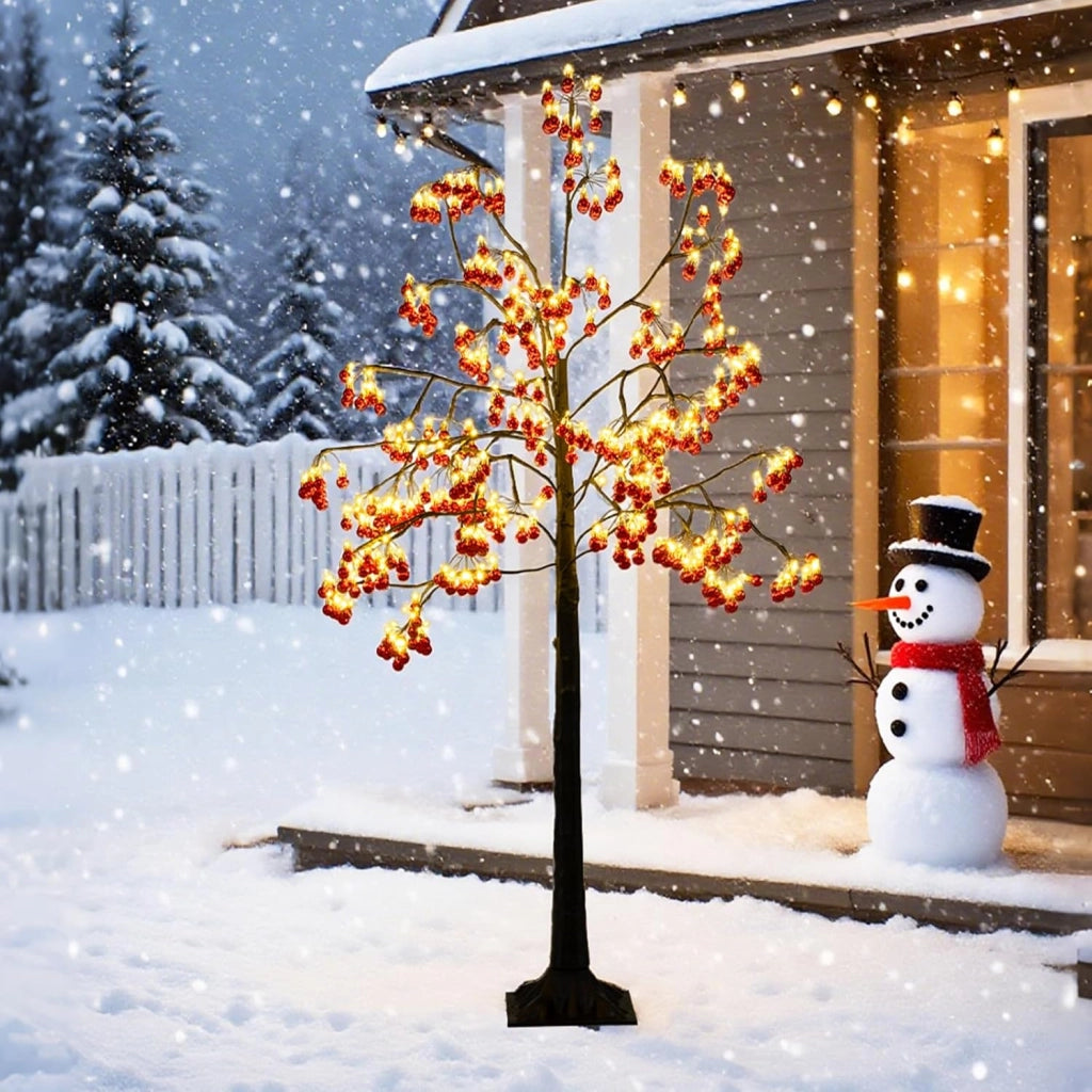 Decorazioni Natalizie, Albero di Natale 150 CM, 480 Luci LED Bianco Caldo, Sfere a Bolle Squisite, Base Solida, Picchetti di Terra, Addobbi Natalizi Esterno Interno per Casa, Giardino, Cortile