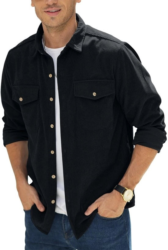 Camicia Casual con Bottone a Venti con Cordonatura Corduroy per Uomo - Taglia M-3XL