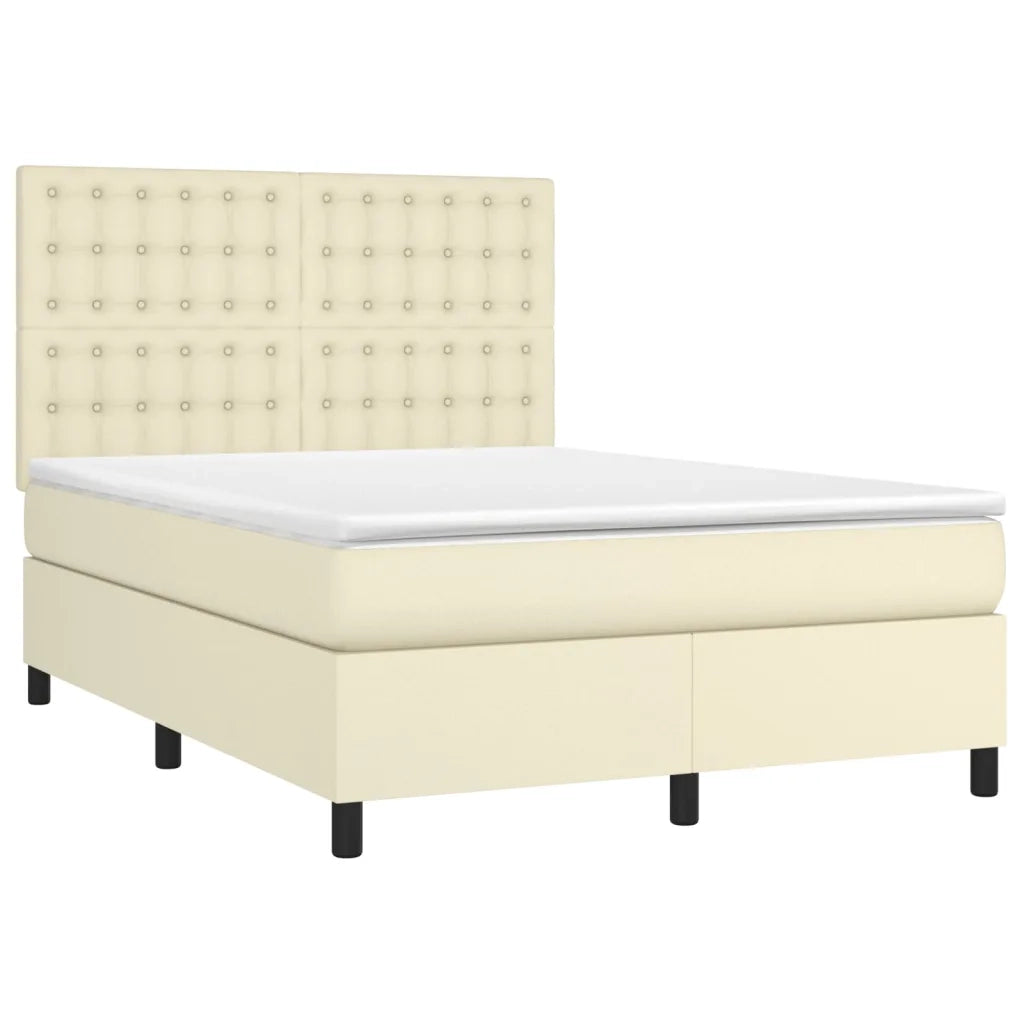 Giroletto a Molle con Materasso e LED Crema 140x190 cm 3135941