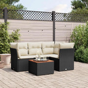 Set Divani da Giardino 5 pz con Cuscini in Polyrattan Nero