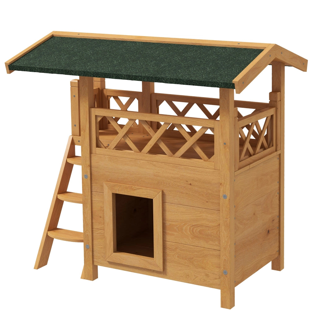 Casetta per Gatti a 2 Livelli ¨C Minimal ¨C Naturale e Verde