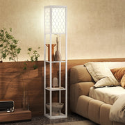 Lampada da Terra con Mensole ¨C Xylo ¨C 3 Ripiani, E27, Bianco, 26x26x160 cm