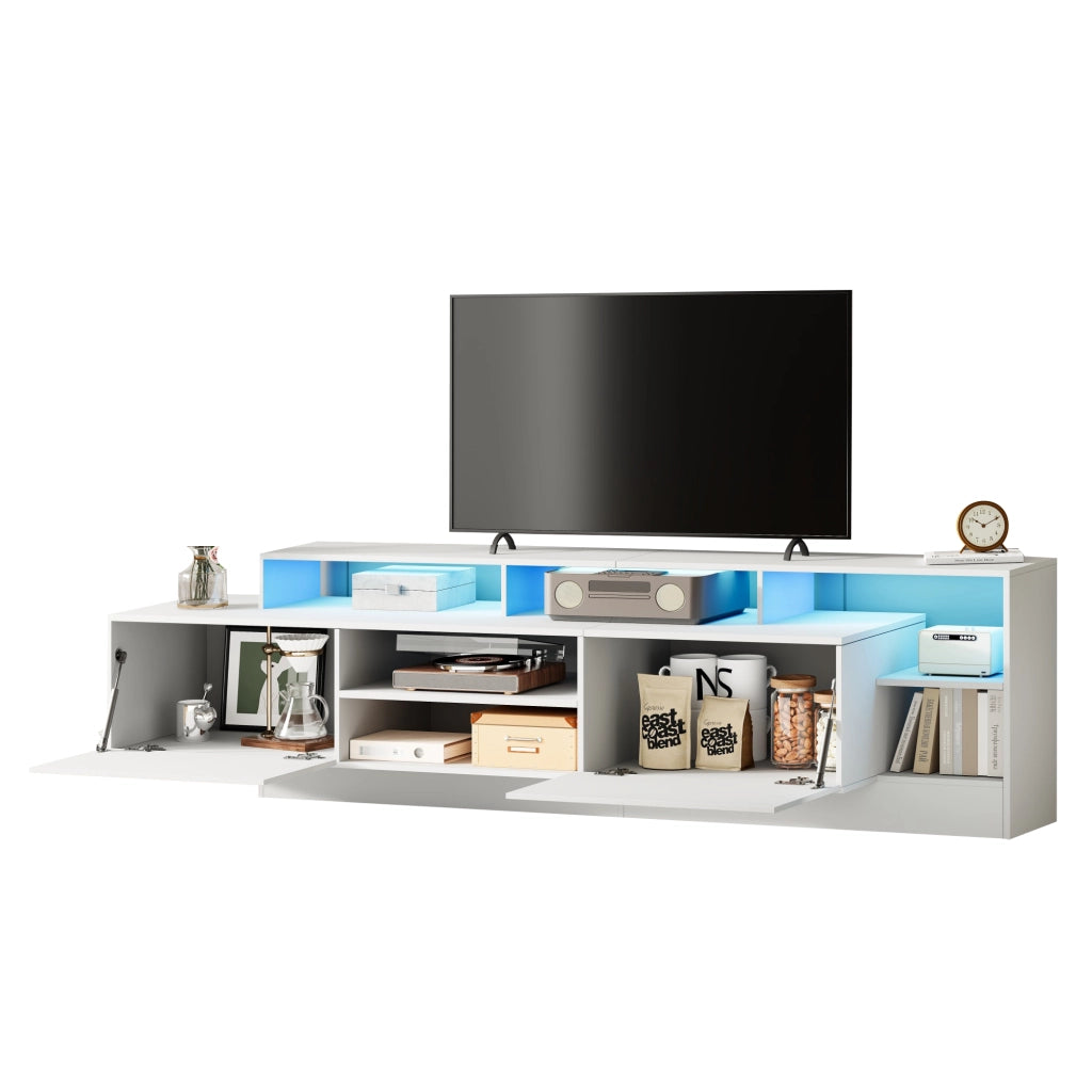 Mobile TV con LED ¨C MINIMAL ¨C Bianco Lucido, 190x40x48.5 cm
