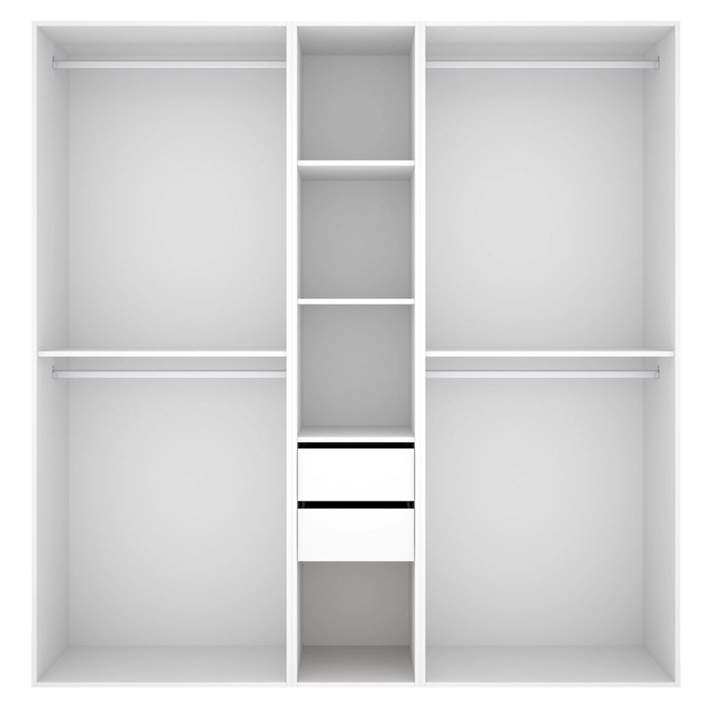 Armadio Camera da Letto Rector, Guardaroba Grande 5 Ripiani, 45x205h cm Bianco
