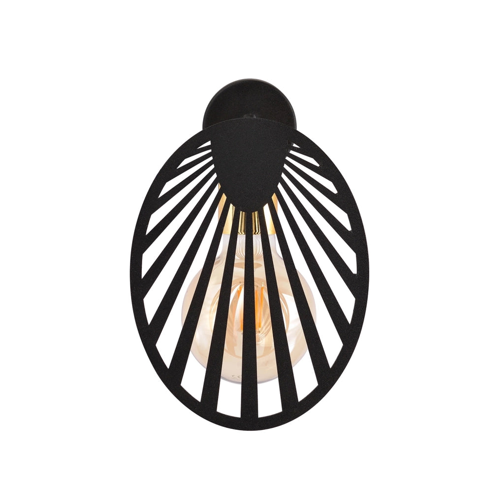 Applique Contemporanea 1 Luce Lira In Acciaio Nero E Oro