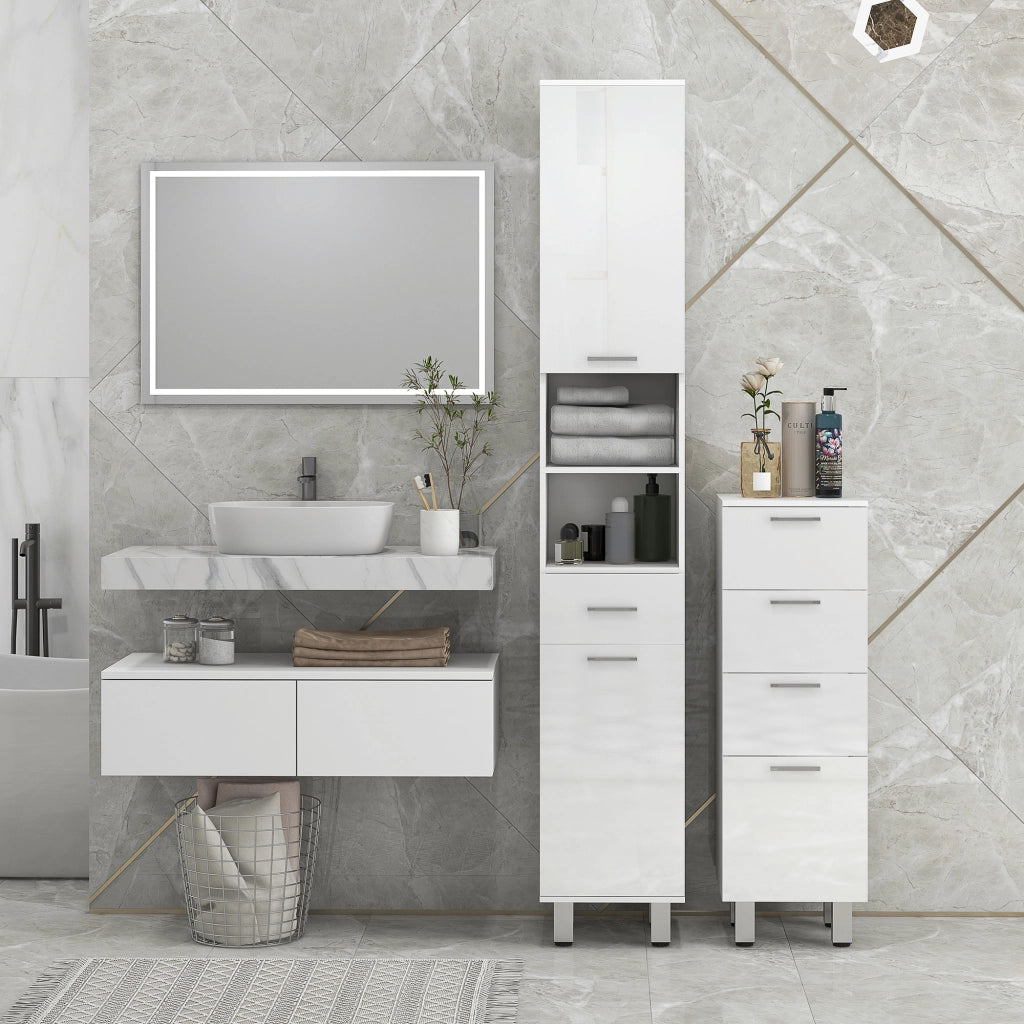 Mobile Bagno con Cassetti ¨C Zephmum ¨C Bianco 30x30x93