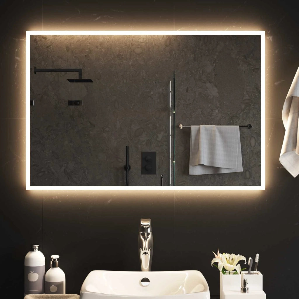 Specchio da bagno LED Trasparente 90 x 60 cm vetro temperato 42045821