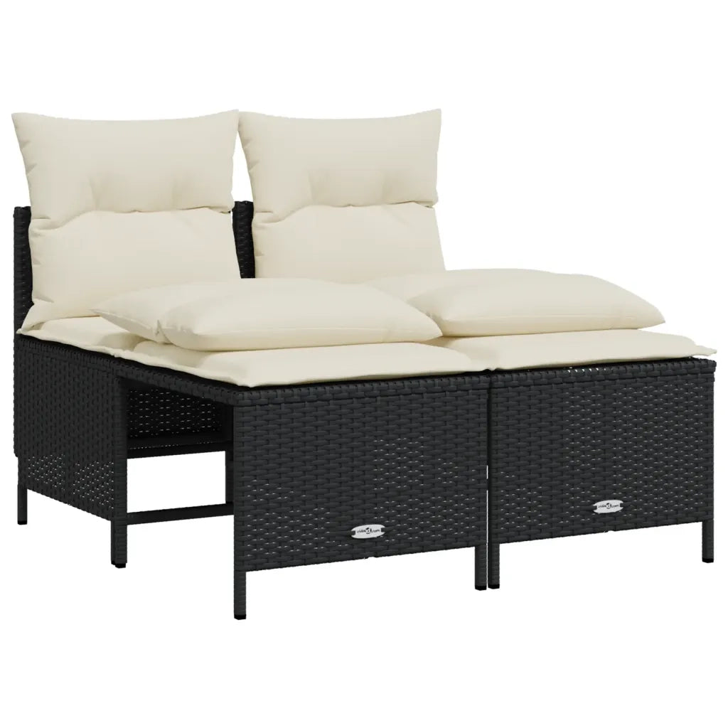 Set Divani da Giardino 5 pz con Cuscini in Polyrattan Nero 3261521