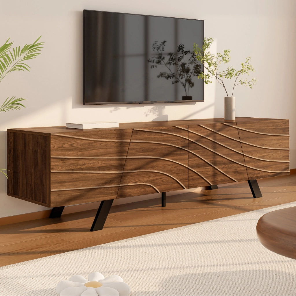 Cassettiera per TV in MDF con finitura noce; 160 cm