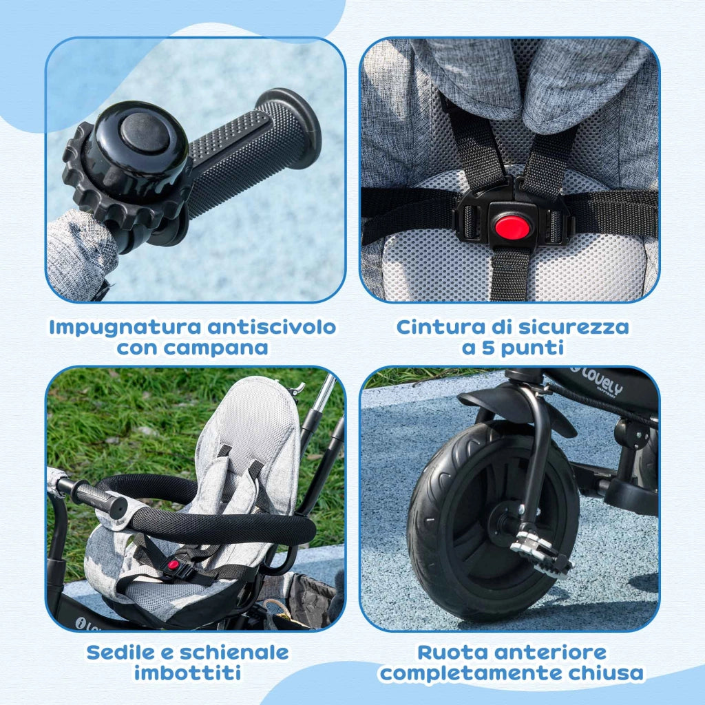 Triciclo Bambini 6 in 1 ¨C Minimal ¨C Grigio