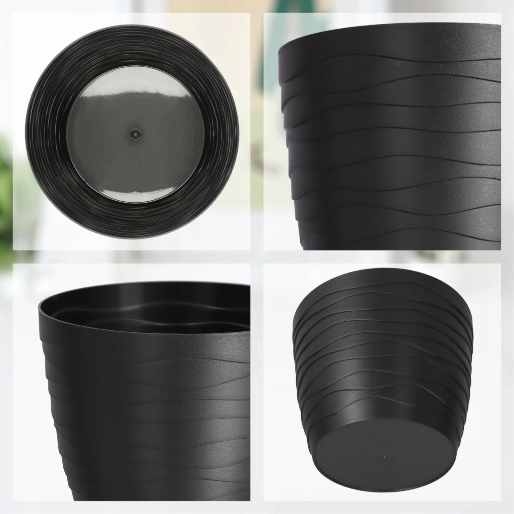 Vaso da fiori KADAX in plastica, rotondo, nero, 11 cm, per fiori e piante.