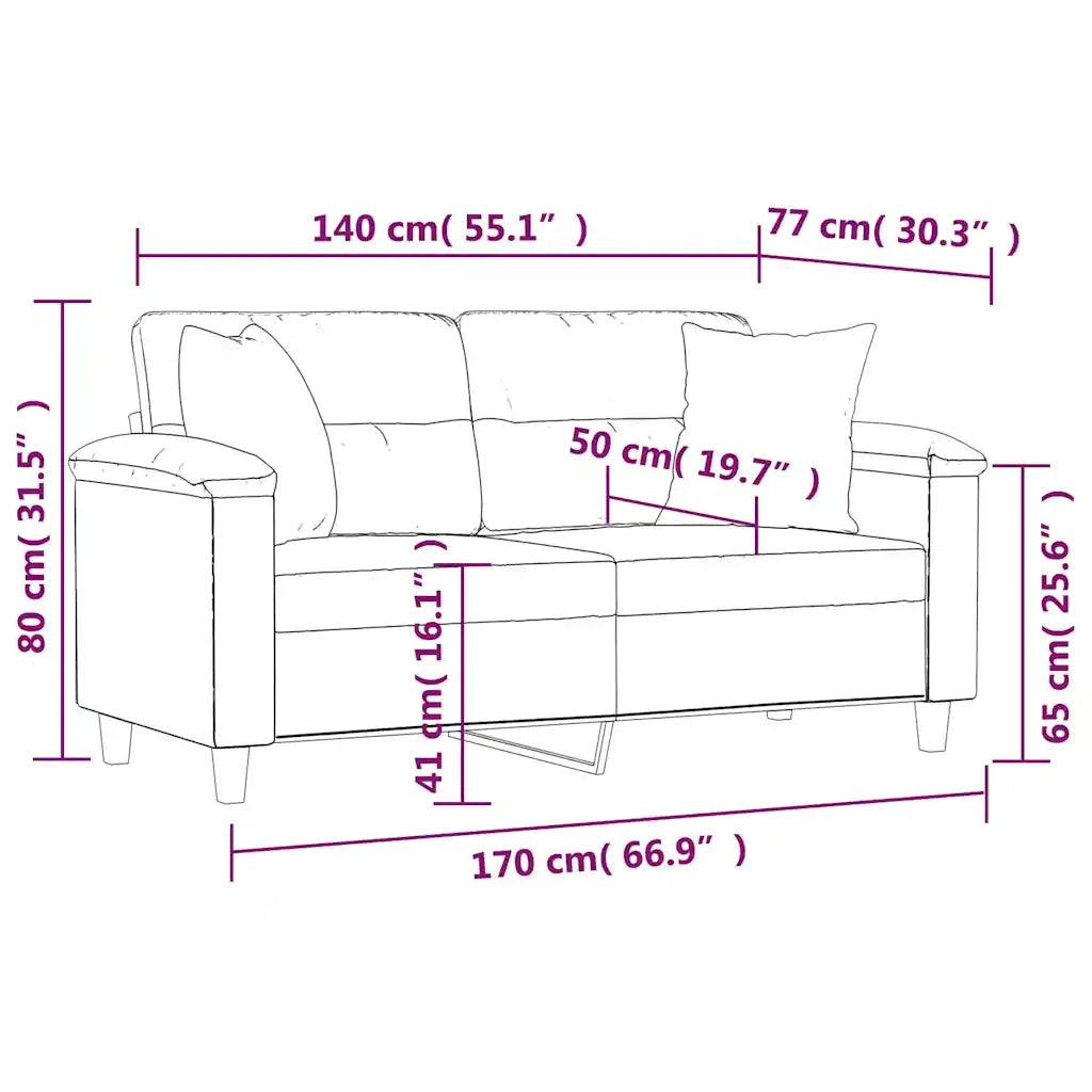Divano a 2 Posti Cuscini Grigio Scuro 140cm Tessuto Microfibra 3153271