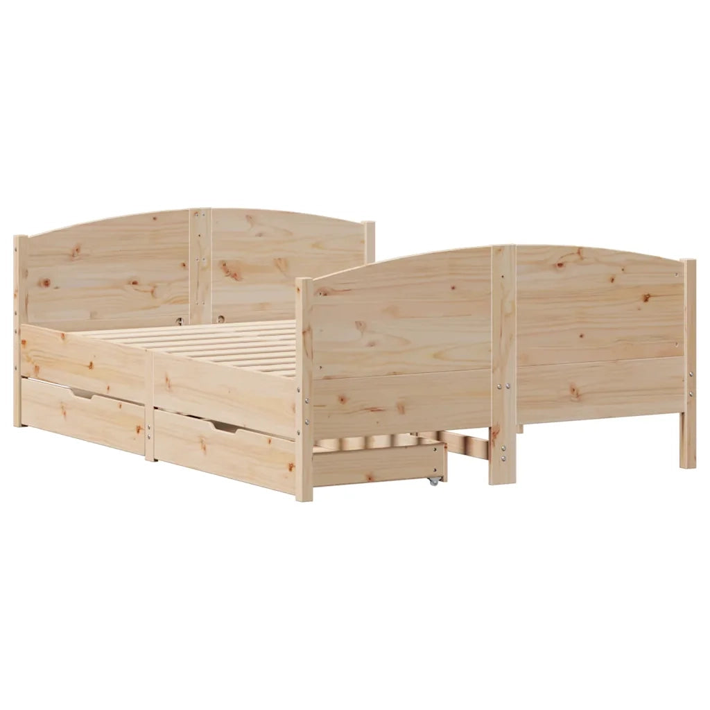 Letto senza Materasso-Struttura Letto 120x190 cm in Legno Massello di Pino 676223