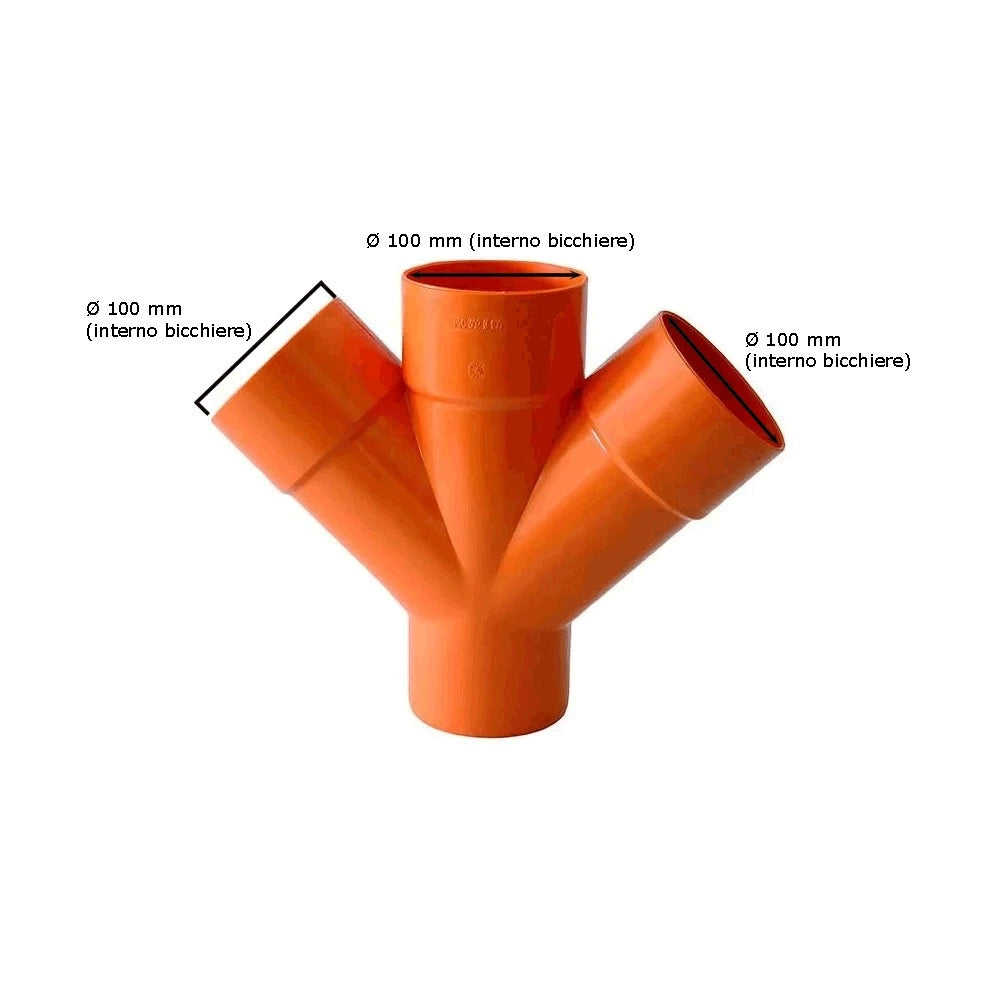 Derivazione doppia 45° in pvc : Diametro - 100