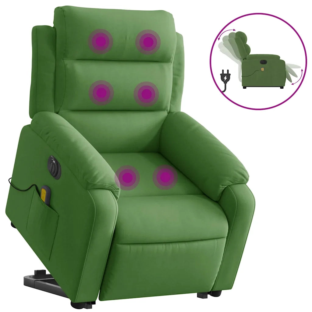 Poltrona Alzapersona Massaggi Elettrica Verde Chiaro Velluto 3205128