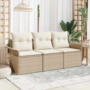 Set di divani con cuscino 3 pcs Beige e Crema polyrattan