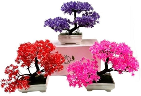 Collezione di bonsai artificiali miniaturizzati in varie dimensioni da 3 a 18 cm - Colorati e realistici - Mini bonsai con vaso - Decorazione di bonsai artificiale per salotto, ufficio e parete - Facile da mantenere e duraturo