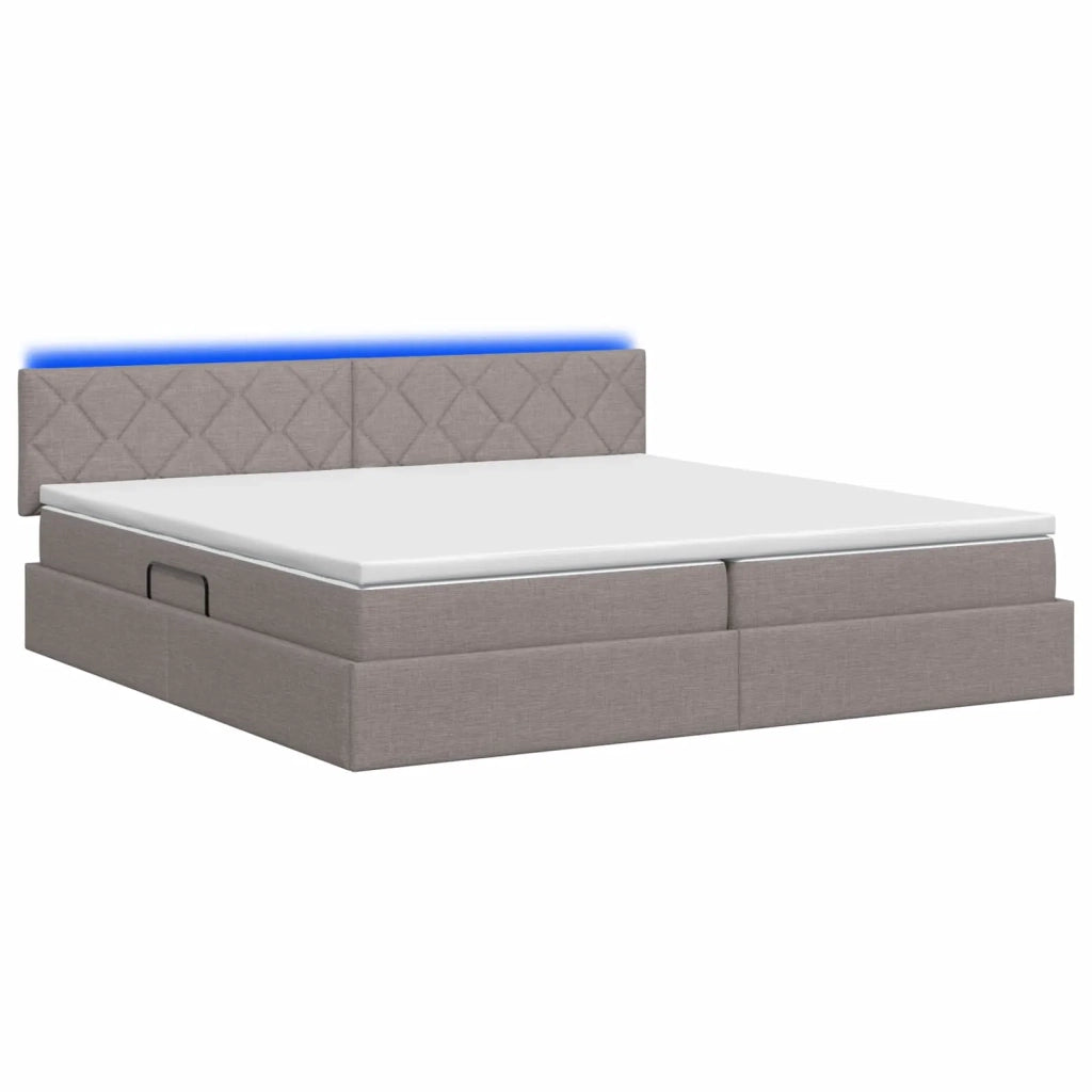 Letto con contenitore LED e materasso Tortora 200 x 200 cm 3459150