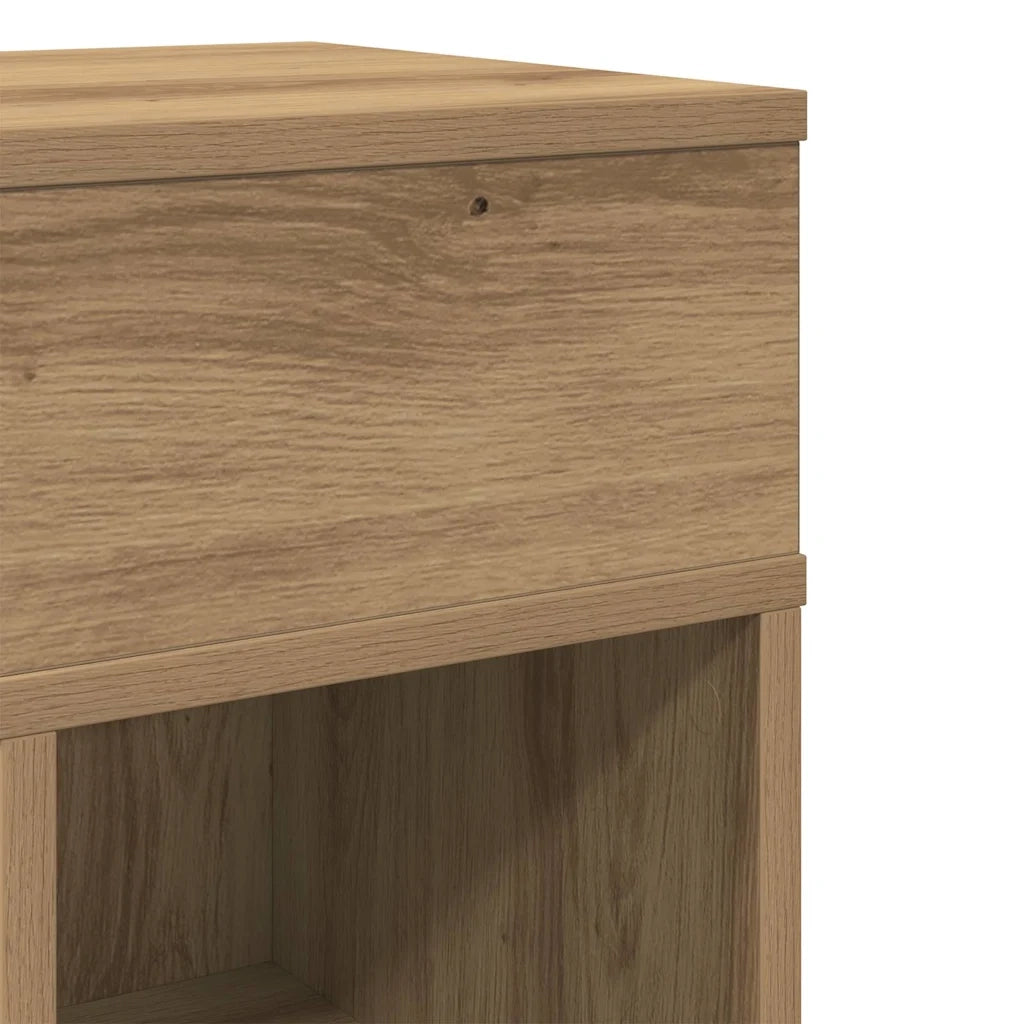 Comodino | Armadio da Notte | Mobiletto da notte con Cassetto Rovere Artigianale 25x31x66 cm