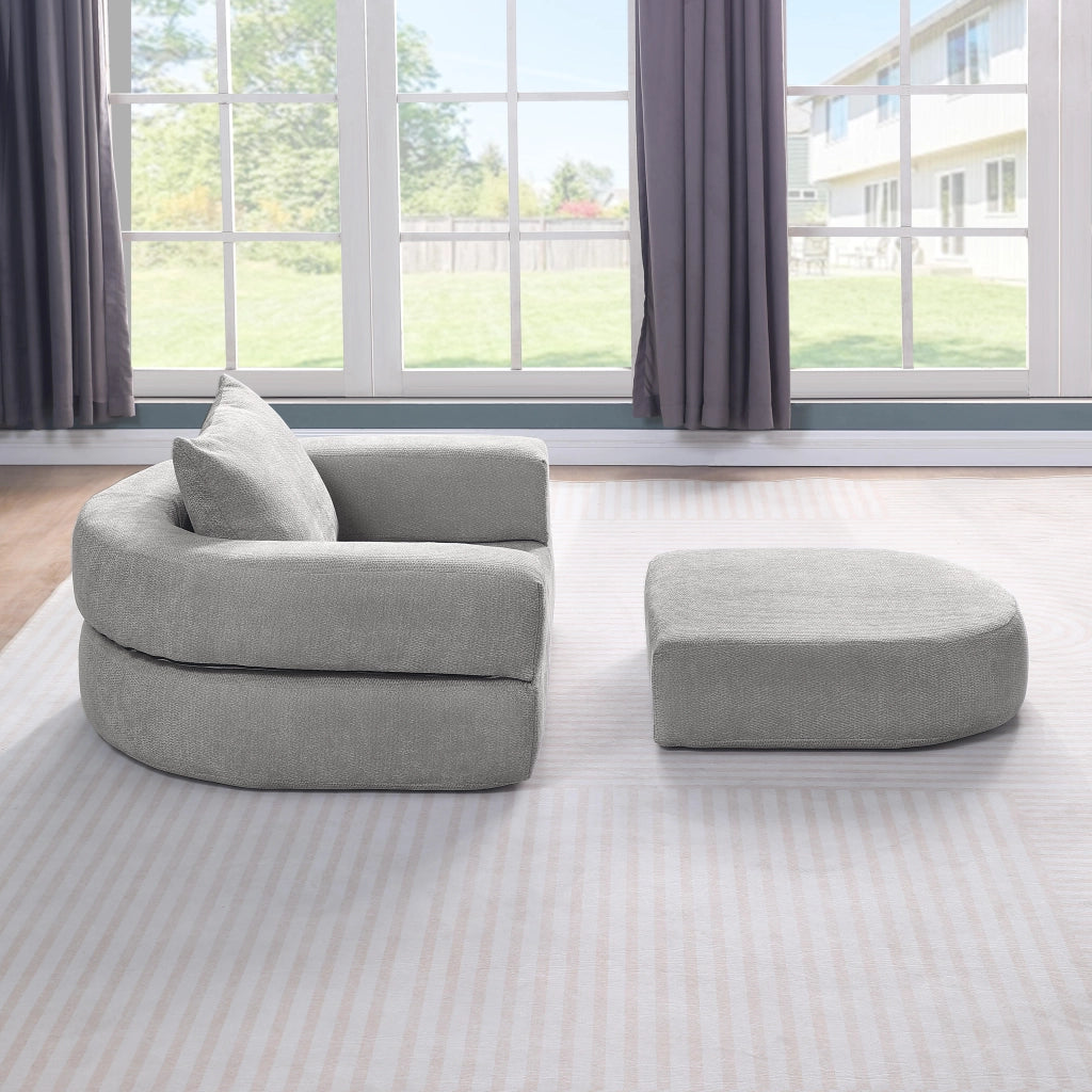 DIVANO MODULARE Minimalista in Chenille Grigio Chiaro