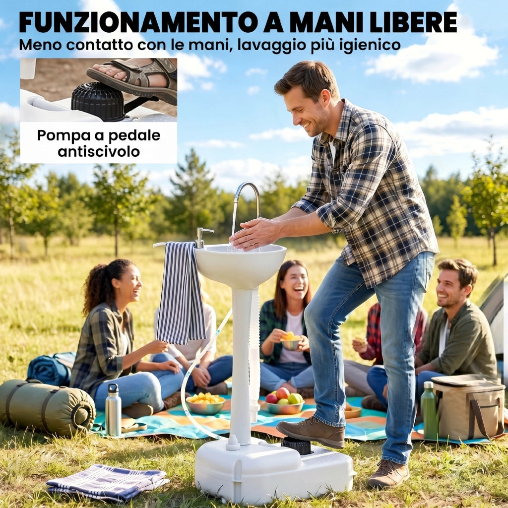 Lavabo Portatile con Ruote ¨C Minimal ¨C Grigio 51x33.5x103 cm