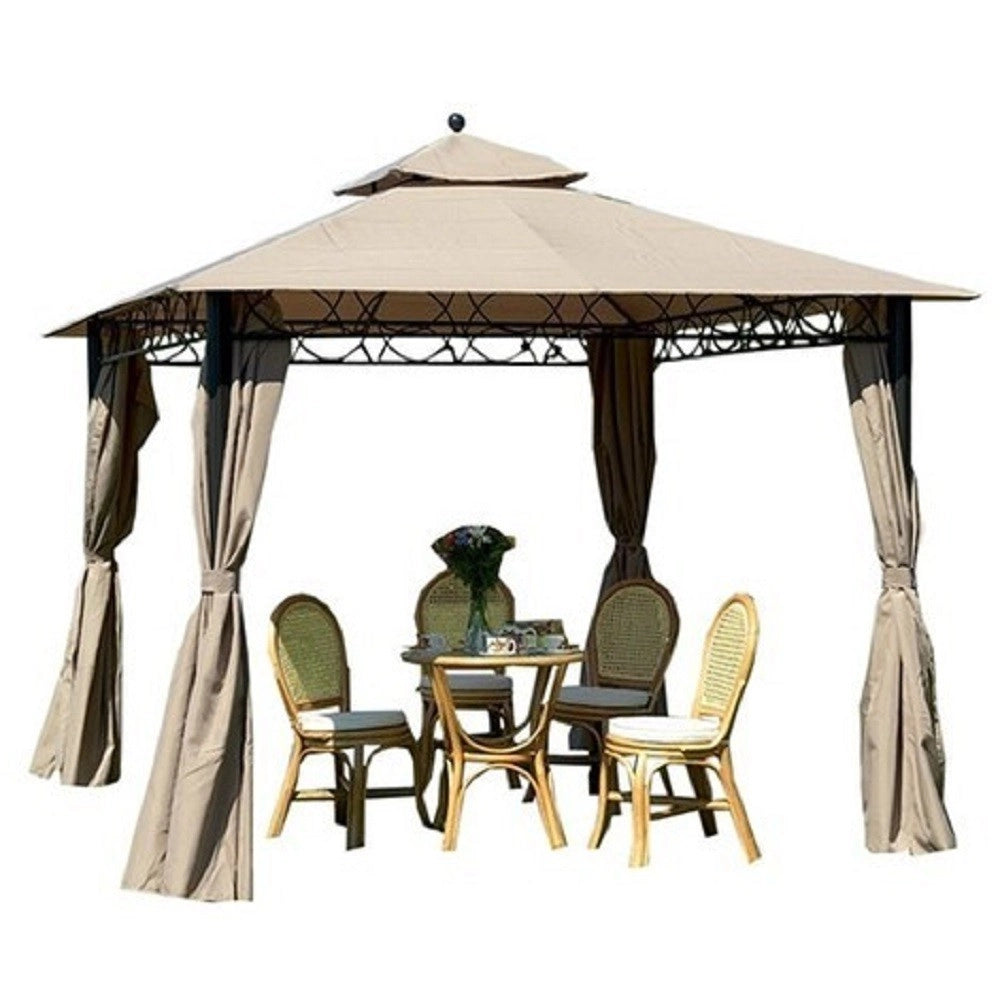 GAZEBO CAIRO STRUTTURA IN ACCIAIO TOP E TELI  BEIGE SCURO MT.3X3