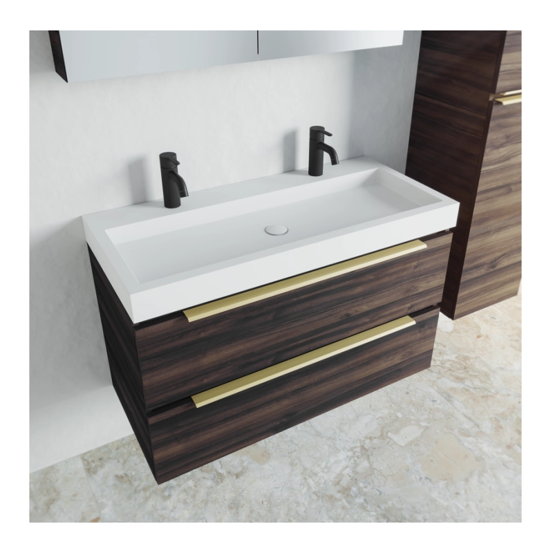 SPRING VOW RIHO lavabo 100x40x8 cm 2 fori in marmo composito