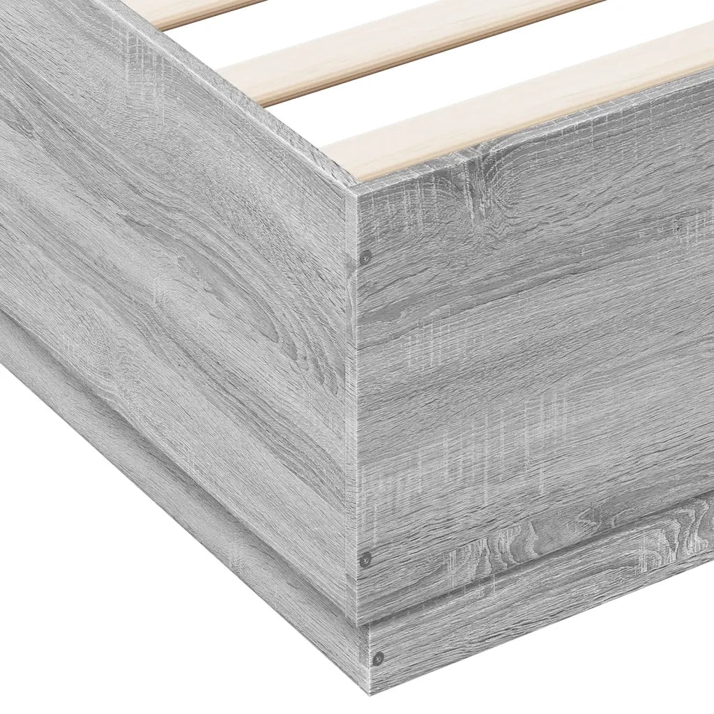 Letto matrimoniale | Letto per adulti | Giroletto Grigio Sonoma 150x200 cm in Legno Multistrato