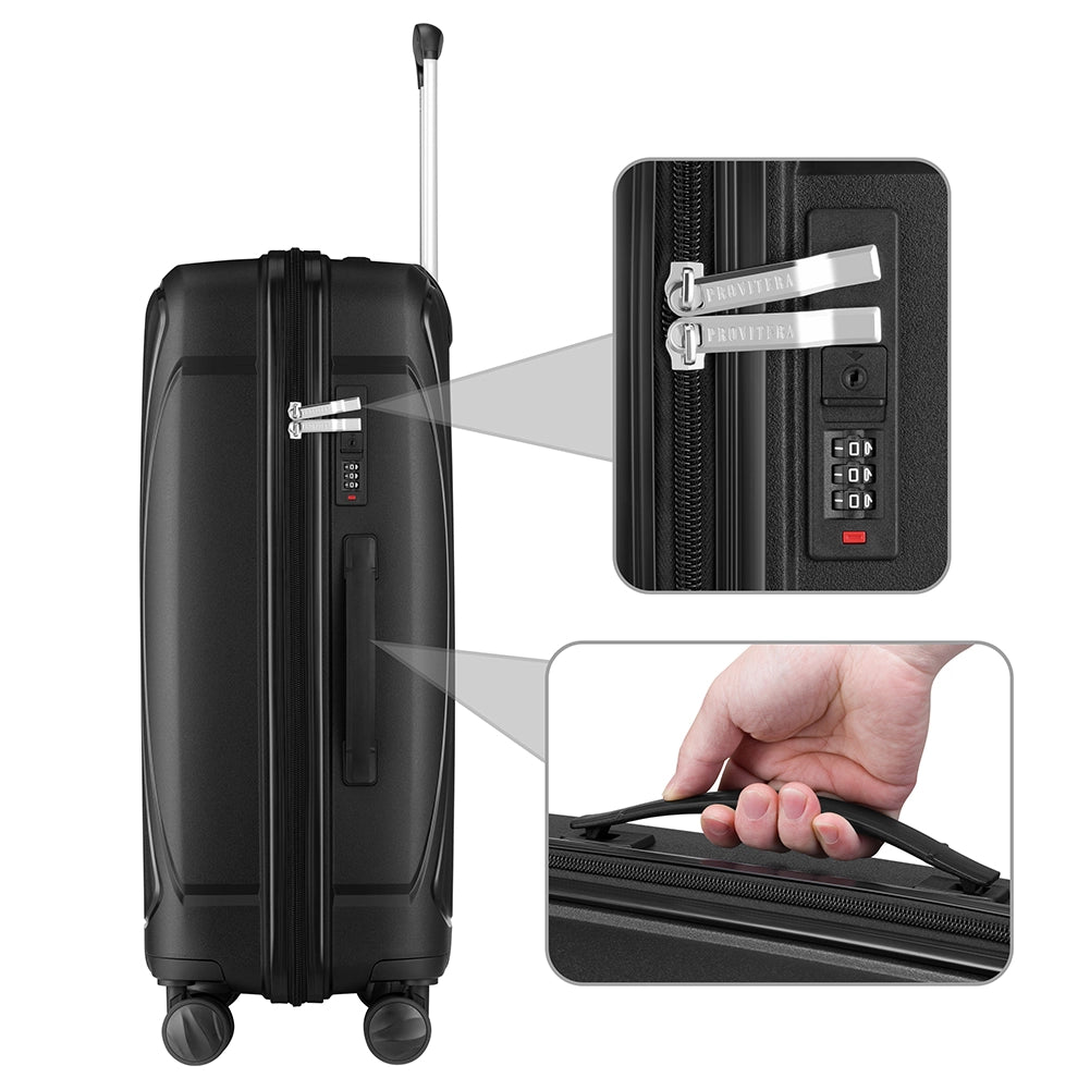Set 3 Valigie Rigide ABS 90 59 38 Litri con Ruote Easy Roll e Lucchetto Nero