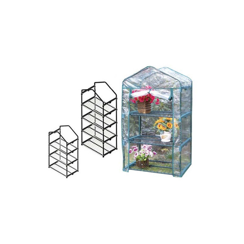 Serra daTterrazza con 3 Ripianicon Struttura in Acciaio e copertura in PVC