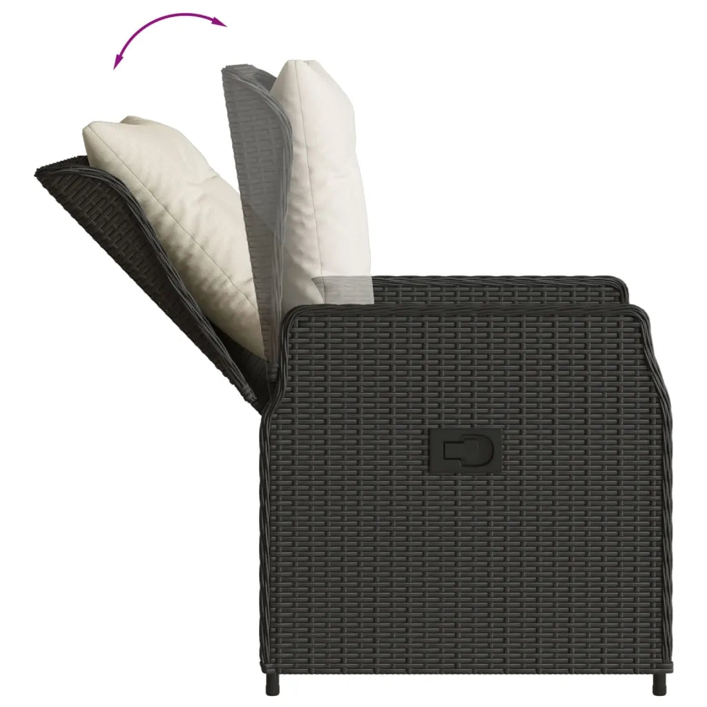 Set da Pranzo da Giardino 5 pz Nero con Cuscini in Polyrattan 3262834