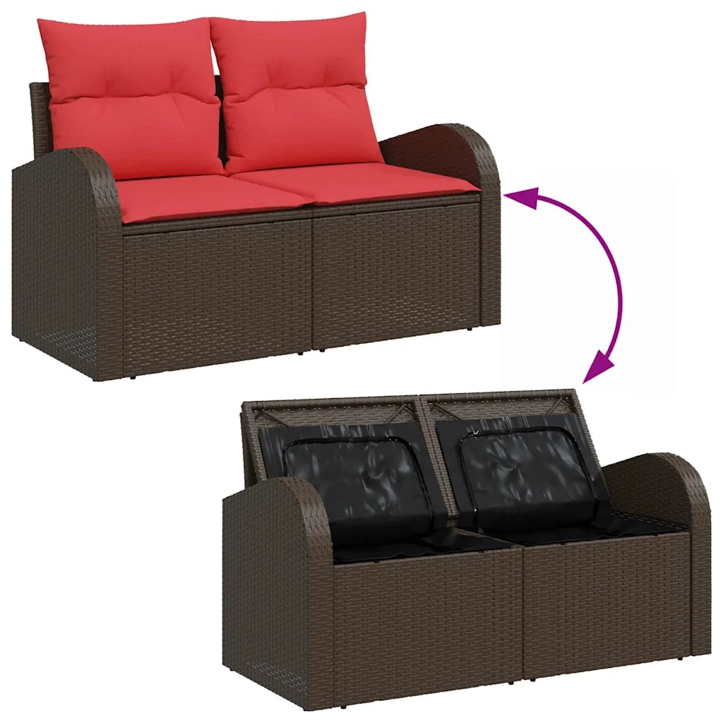 Divano da giardino Marrone 124 x 62 x 85cm polyrattan 42006748