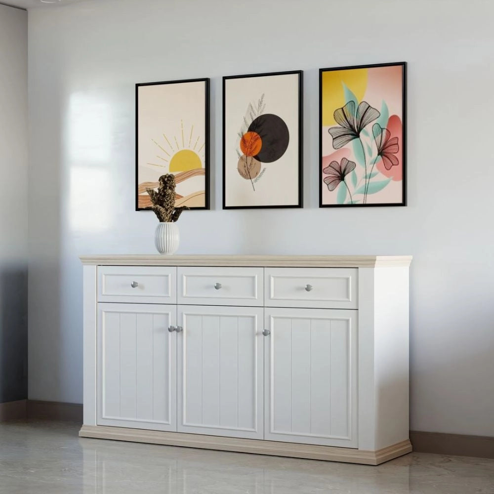 Madia Essenza con 3 cassetti e 3 ante in stile classico colore bianco e rovere