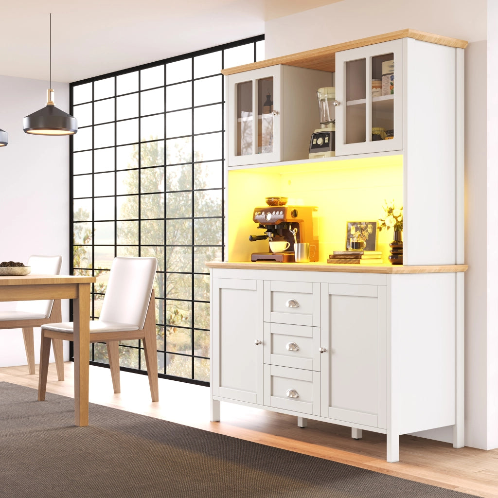 ARMADIO Alto 120x40x179 cm MDF Bianco con LED, 4 ante e 3 cassetti