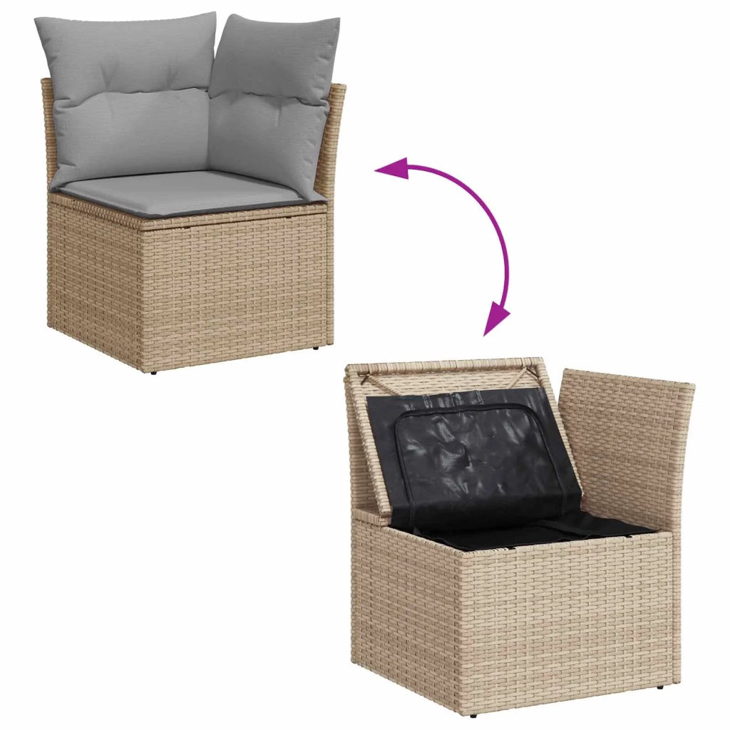 Set Divano da Giardino 7 pcs Beige e Grigio Chiaro polyrattan