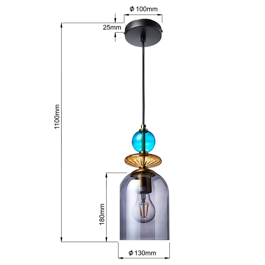 Sospensione Tropea vetro fumé E27 1 luce Light Prestige