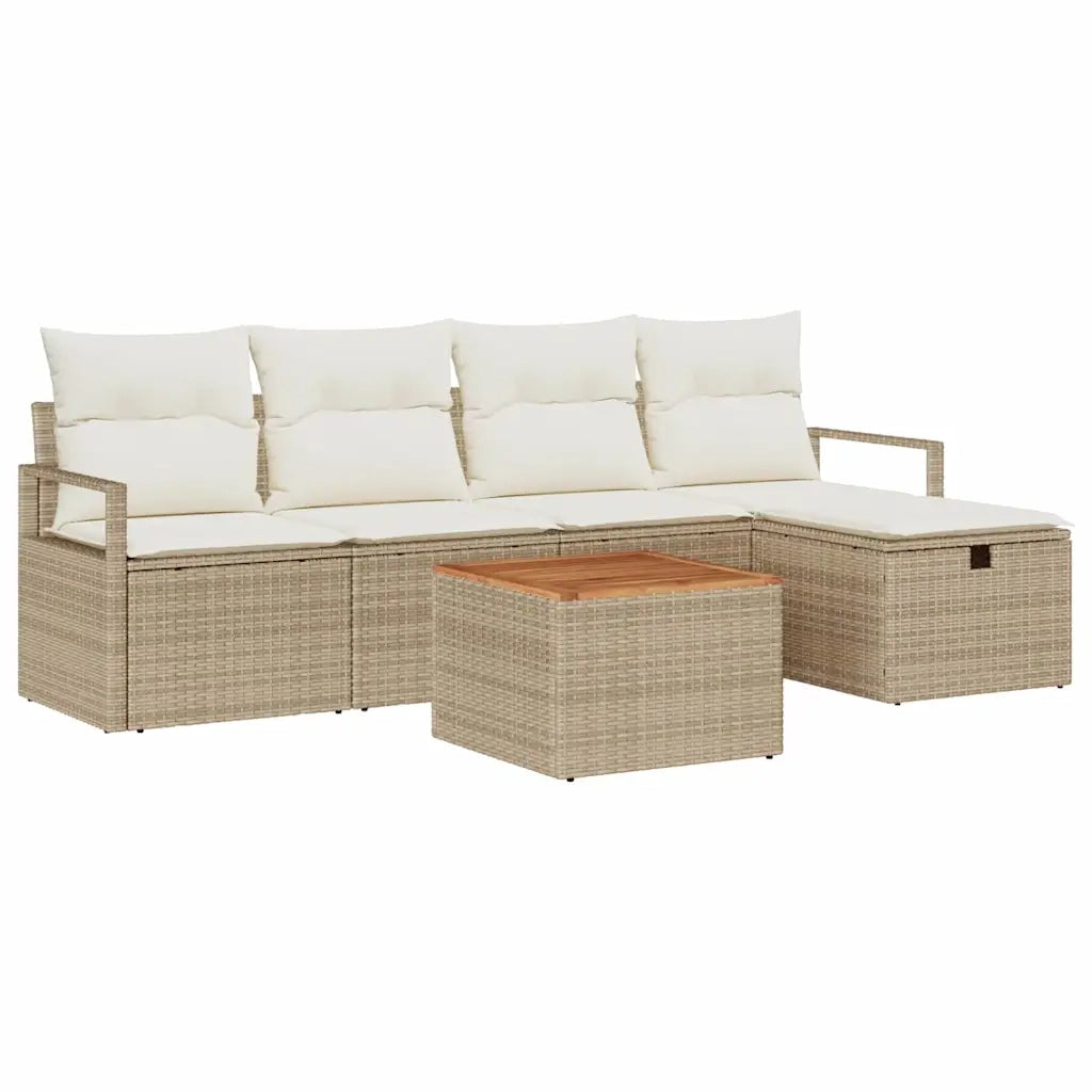 Set Divano da Giardino con cuscino 6 pcs Beige polyrattan 3359533