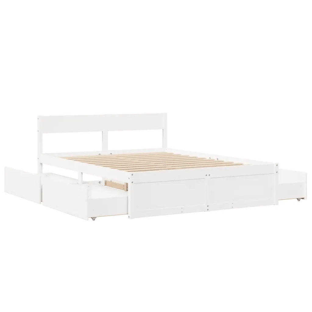 Letto senza Materasso-Struttura Letto Bianco 140x200 cm Legno Massello di Pino 197036