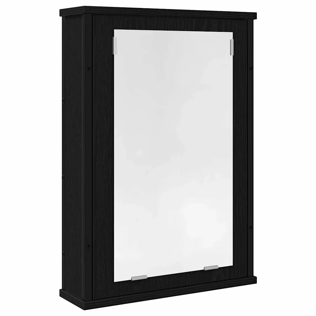 Mobile da Bagno con Specchio Rovere Nero 42x12x60 cm Truciolato 862231