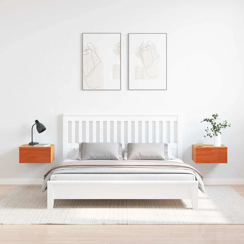 Comodino con cassetto 2 pcs Marrone cerato 37 x 35 x 18,5 cm 873486