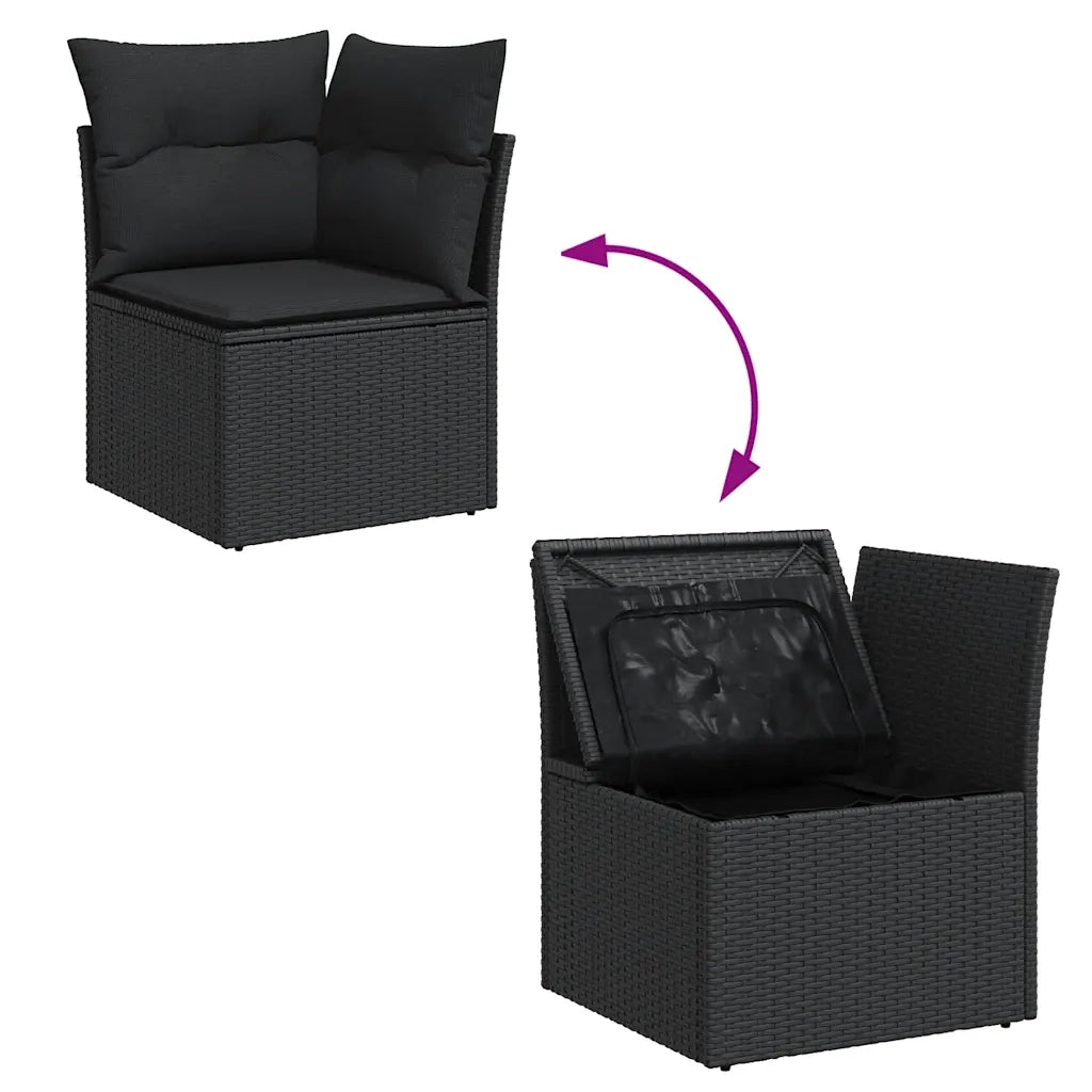 Set Divani da Giardino con Cuscini 7pz Nero Polyrattan 3325842