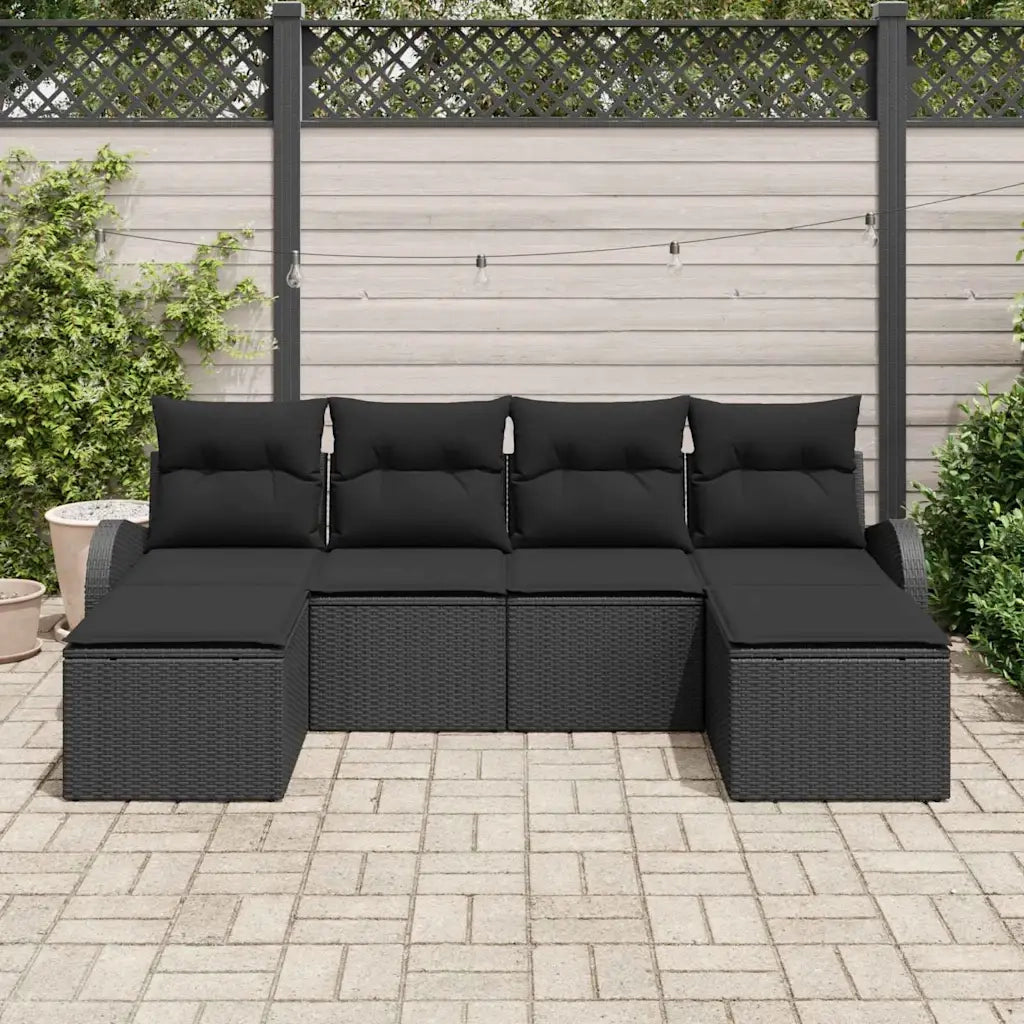 Set Divano da Giardino 6 pcs Nero Rattan in Polipropilene 3346153