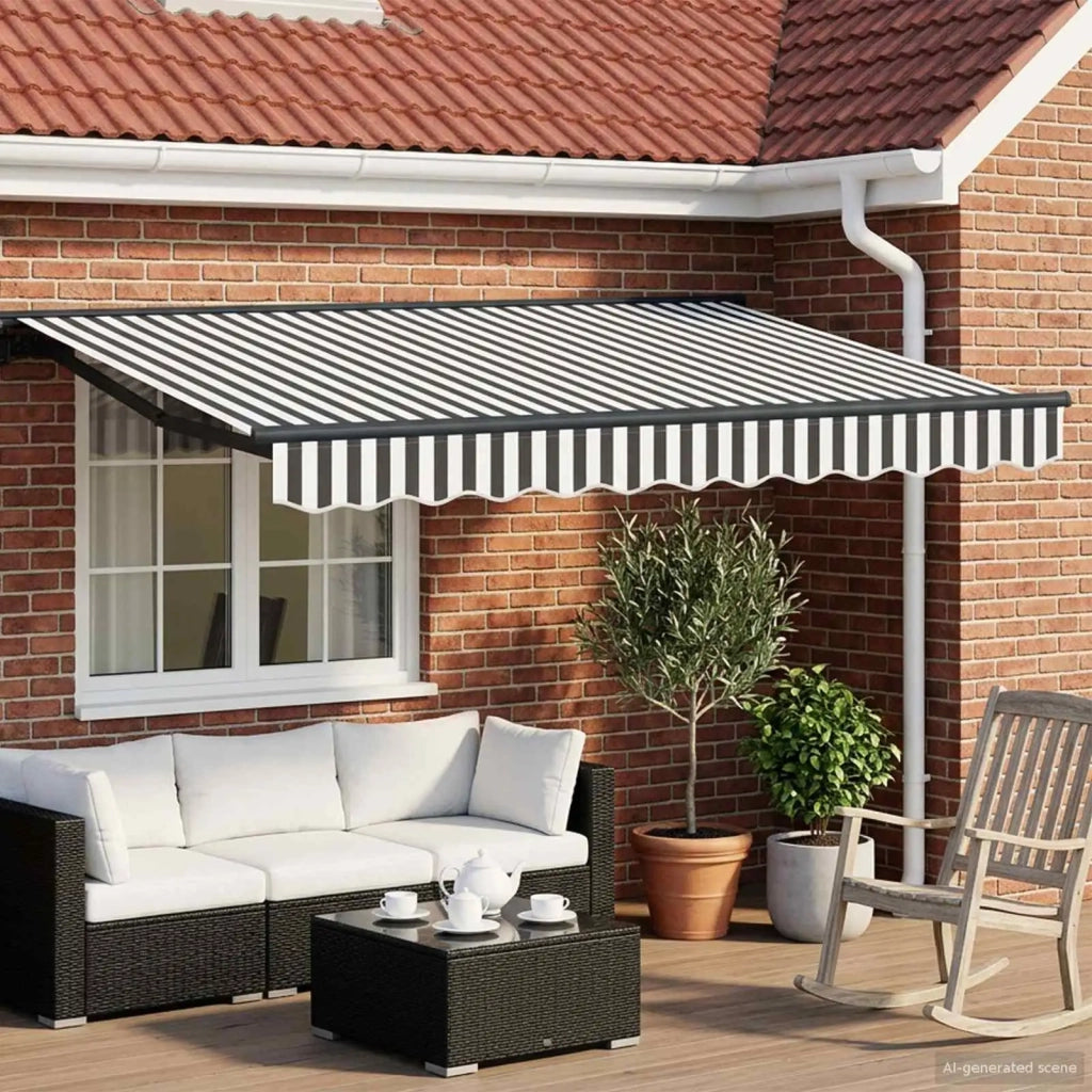 Cornice per Tenda Manuale con LED Antracite e Bianco 3,5 x 2 m 3420769