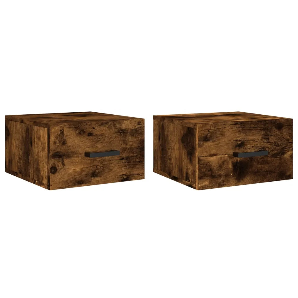 Comodini a Muro 2 pz Rovere Fumo 35x35x20 cm 829831