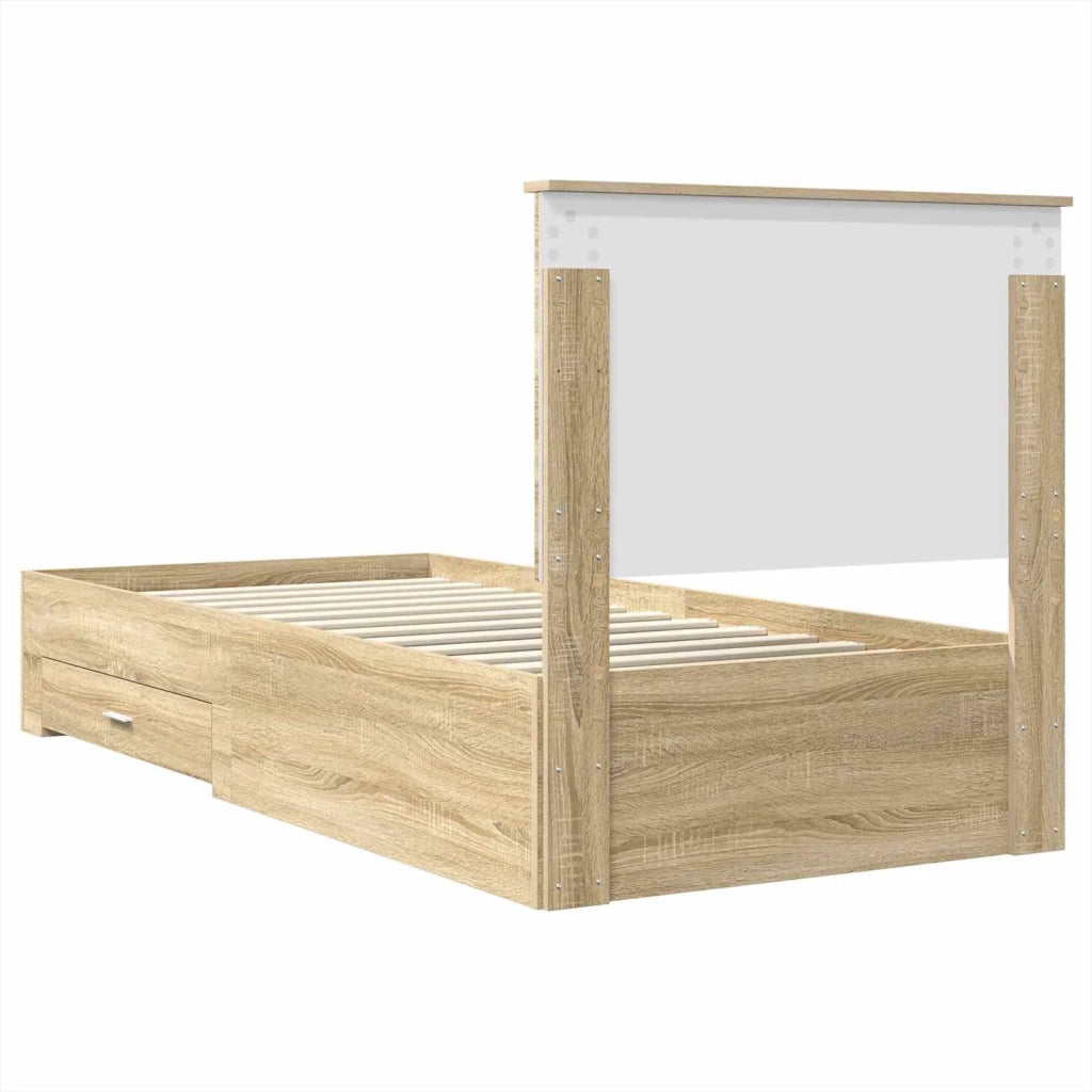Struttura del letto con testiera Rovere Sonoma 100 x 200 cm 3409687