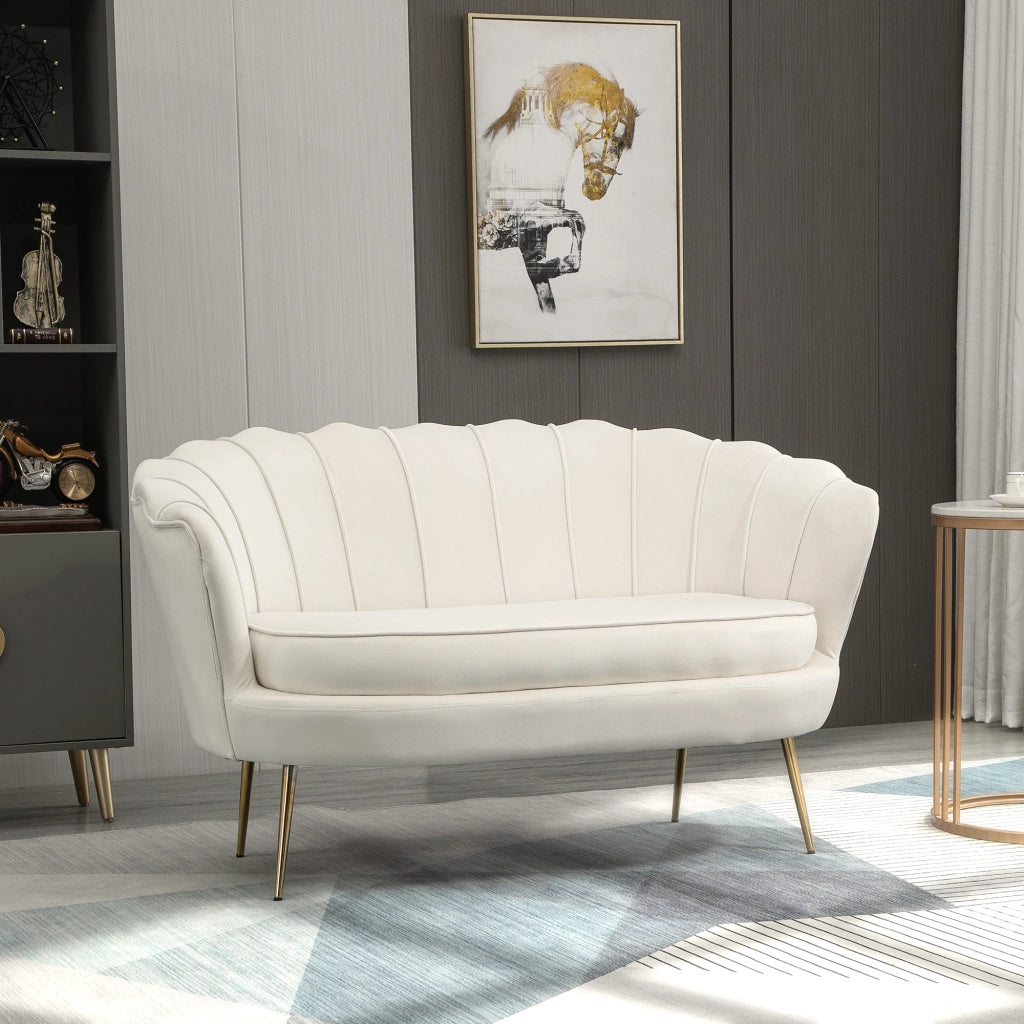 Divano 2 posti in velluto ¨C Minimal ¨C crema