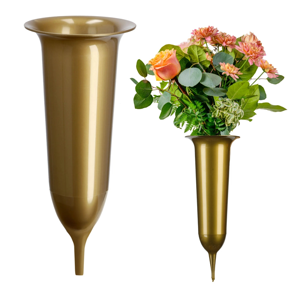 Vaso KADAX Bottiglia per Cimitero Lapide 23cm Lapide per Fiori Oro