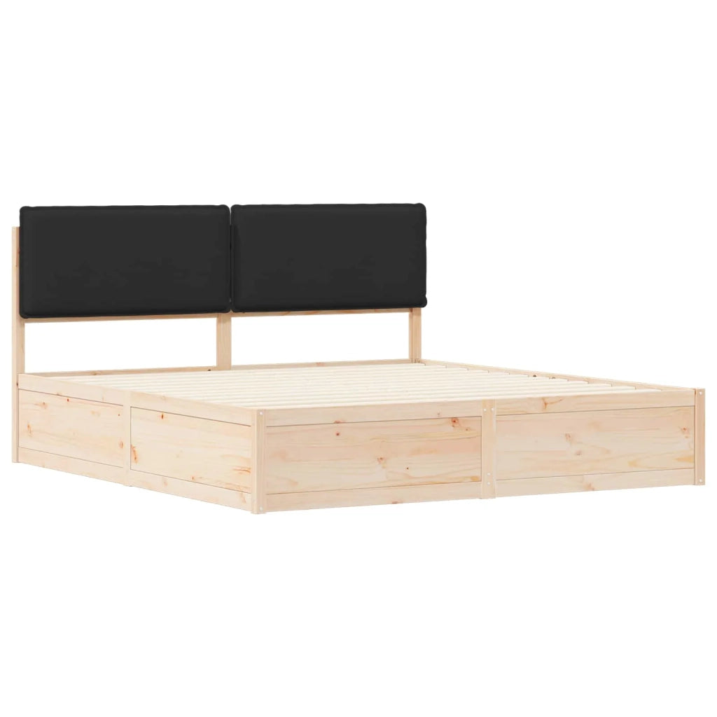 Letto matrimoniale | Letto per adulti | Letto con Testiera Rivestita Nero 180 x 200 cm Pino massello