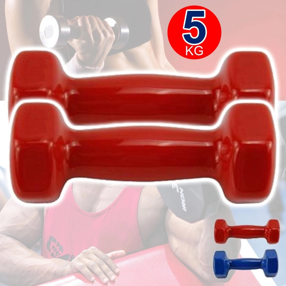 Trade Shop - Coppia Di Manubri In Vinile Da 5 Kg Ognuno Manubri Pesi Palestra Fitness -
