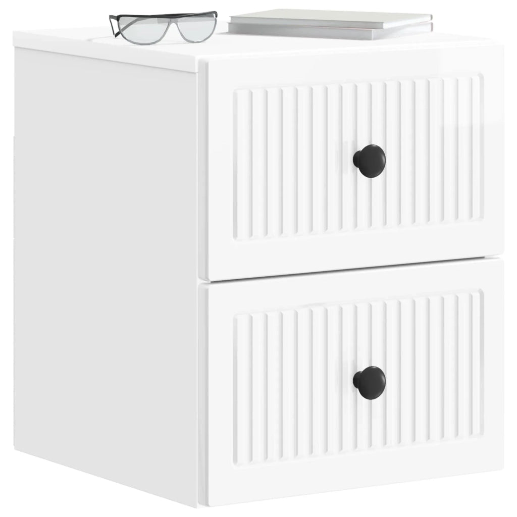 Mobiletto da notte a muro 2 pcs Bianco Lucido 33 x 34,5 x 40 cm 897964
